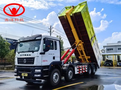 31吨重汽汕德卡前四后八勾臂垃圾车